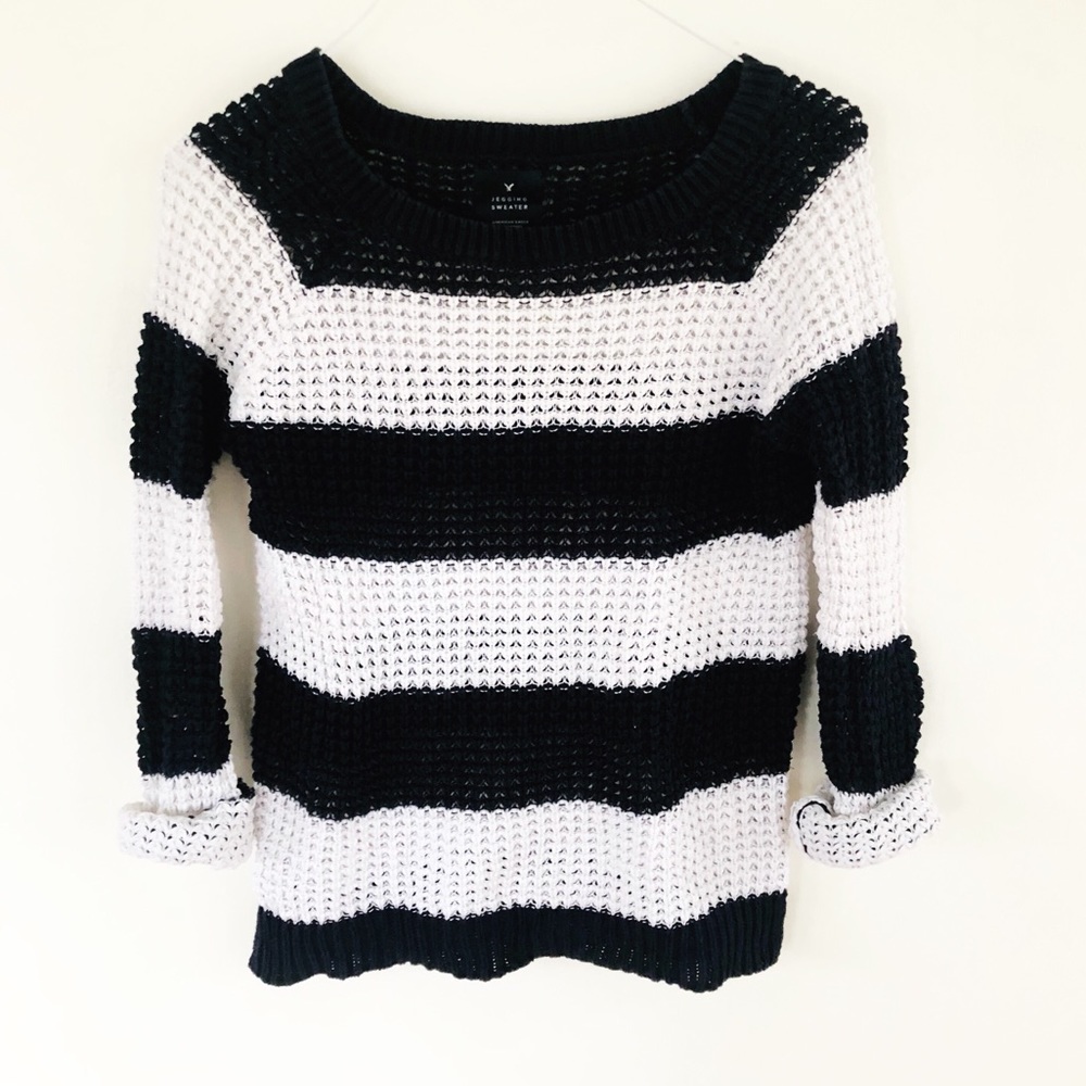 AEO Striped Cable Knit Jegging Sweater